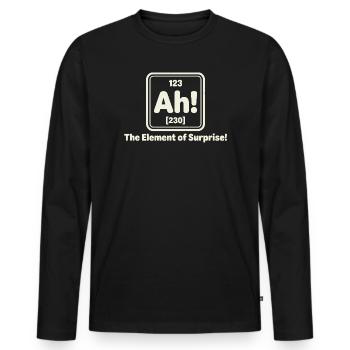 Ah ! Élément de surprise - T-shirt manches longues Premium bio Homme - noir - Devant - Nico (187cm)