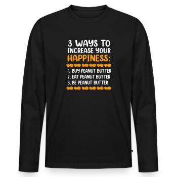Peanut butter - Men's Premium Organic Long Sleeve Shirt - black - Front - Nico (187cm)