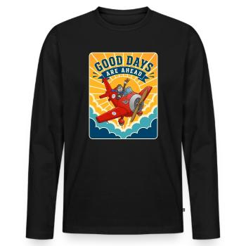 Good Days Are Coming – Retro Airplane - T-shirt manches longues Premium bio Homme - noir - Devant - Nico (187cm)