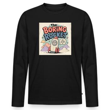 La fusée ennuyée - T-shirt manches longues Premium bio Homme - noir - Devant - Nico (187cm)