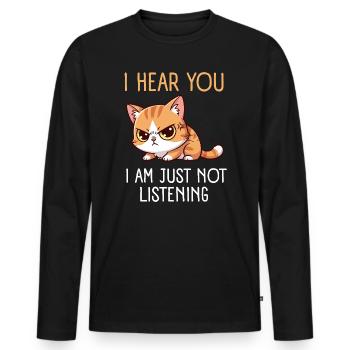 Cadeau drôle de maman chat pour la folle des chats - T-shirt manches longues Premium bio Homme - noir - Devant - Nico (187cm)