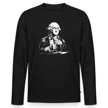 Portrait de la bière de George Washington Toast - T-shirt manches longues Premium bio Homme - noir - Devant - Nico (187cm)