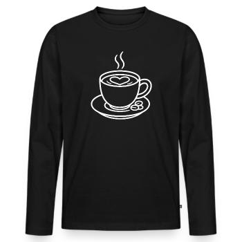 Café avec cœur pour les amateurs de café - T-shirt manches longues Premium bio Homme - noir - Devant - Nico (187cm)