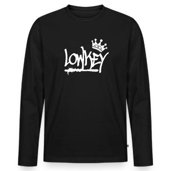 Discret Graffiti Tag Krone Hip Hop (blanc) - T-shirt manches longues Premium bio Homme - noir - Devant - Nico (187cm)