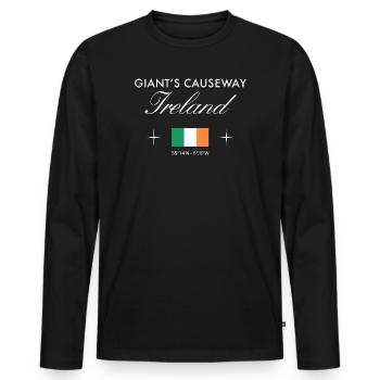 Coordonnées de la Chaussée des Géants Irlande du Nord Souvenir - T-shirt manches longues Premium bio Homme - noir - Devant - Nico (187cm)