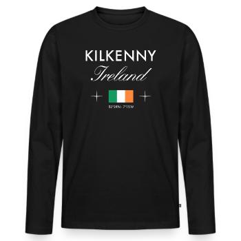 Coordonnées de Kilkenny, Irlande Souvenir de voyage - T-shirt manches longues Premium bio Homme - noir - Devant - Nico (187cm)