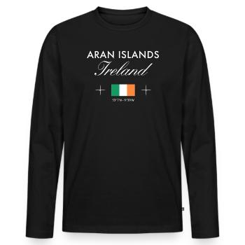 Îles Aran Coordonnées Irlande Souvenir de voyage - T-shirt manches longues Premium bio Homme - noir - Devant - Nico (187cm)