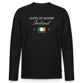 Cliffs of Moher Coordonnées Souvenir de voyage - T-shirt manches longues Premium bio Homme - noir - Devant - Nico (187cm)