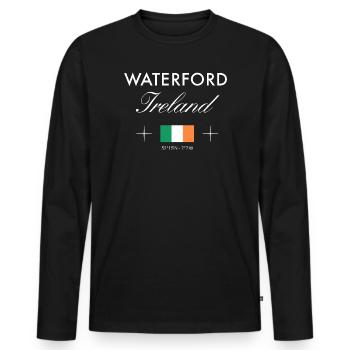 Waterford Coordonnées Irlande Souvenir de voyage - T-shirt manches longues Premium bio Homme - noir - Devant - Nico (187cm)
