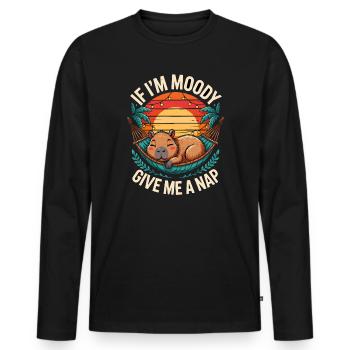 Si je suis lunatique, donne-moi une sieste, drôle de capybara - T-shirt manches longues Premium bio Homme - noir - Devant - Nico (187cm)