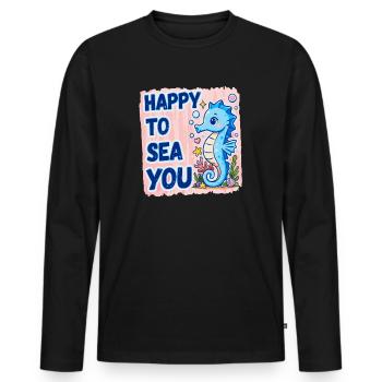 Heureux de mer, Hippocampe de mer, amour de mer - T-shirt manches longues Premium bio Homme - noir - Devant - Nico (187cm)