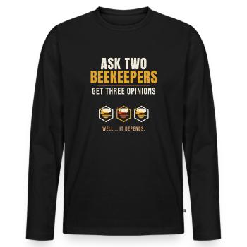 Apiculteur demande à deux apiculteurs Obtenez trois avis b - T-shirt manches longues Premium bio Homme - noir - Devant - Nico (187cm)