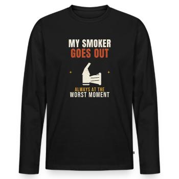 Apiculture, mon fumoir s’éteint, drôle d’apiculteur d’apiculture. - T-shirt manches longues Premium bio Homme - noir - Devant - Nico (187cm)