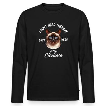Thérapie du chat siamois - T-shirt manches longues Premium bio Homme - noir - Devant - Nico (187cm)