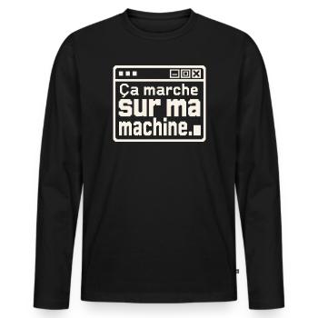 Développeur, ça marche sur ma machine - T-shirt manches longues Premium bio Homme - noir - Devant - Nico (187cm)