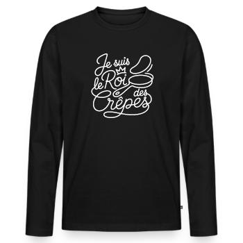 Je suis le Roi des Crêpes - T-shirt manches longues Premium bio Homme - noir - Devant - Nico (187cm)