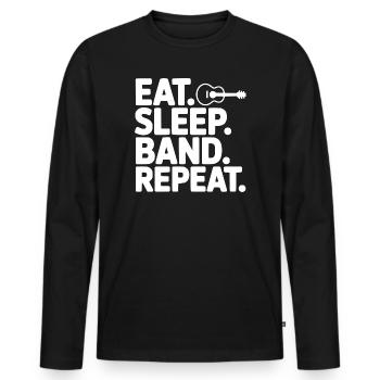 Mange. Dors. Band. Répétez. - T-shirt manches longues Premium bio Homme - noir - Devant - Nico (187cm)