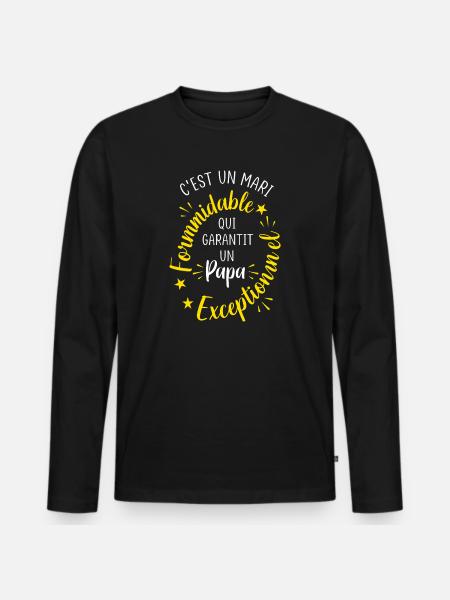 Mari Formidable Papa Exceptionnel Cadeau - T-shirt manches longues Premium bio Homme - noir