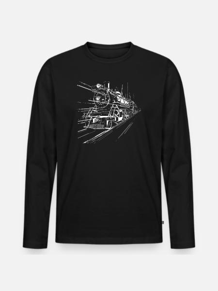 Train Sketch - Men's Premium Organic Long Sleeve Shirt - black