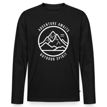 L’aventure attend White Outdoor - T-shirt manches longues Premium bio Homme - noir - Devant - Nico (187cm)