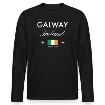 Galway Ireland Coordinates Travel Souvenir - Men's Premium Organic Long Sleeve Shirt - black - Front - Nico (187cm)