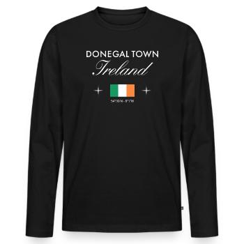 Souvenir de voyage de la Ville de Donegal Coordonnées Irlande - T-shirt manches longues Premium bio Homme - noir - Devant - Nico (187cm)