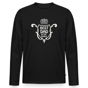 Emblème du meilleur papa au monde - T-shirt manches longues Premium bio Homme - noir - Devant - Nico (187cm)