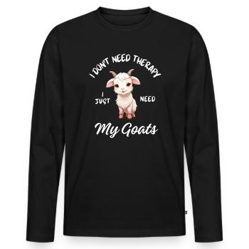 Thérapie de la ferme de chèvres - T-shirt manches longues Premium bio Homme - noir - Devant - Nico (187cm)
