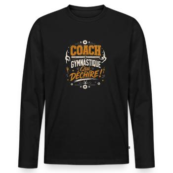 Coach Gymnastique Qui Déchire - T-shirt manches longues Premium bio Homme - noir - Devant - Nico (187cm)