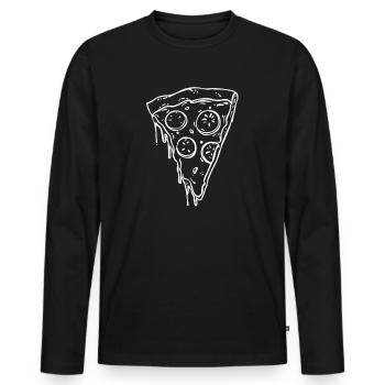Art au trait de la part de pizza - T-shirt manches longues Premium bio Homme - noir - Devant - Nico (187cm)