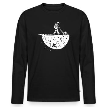 Astronaute Tondant la Lune - T-shirt manches longues Premium bio Homme - noir - Devant - Nico (187cm)