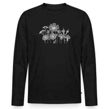 Silhouette des Fleurs Contours floraux - T-shirt manches longues Premium bio Homme - noir - Devant - Nico (187cm)