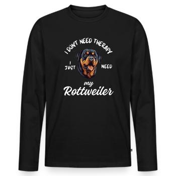 Chien de thérapie Rottweiler - T-shirt manches longues Premium bio Homme - noir - Devant - Nico (187cm)