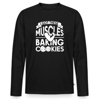 Cookie Plätzchen Keks - T-shirt manches longues Premium bio Homme - noir - Devant - Nico (187cm)