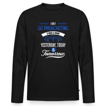Citation drôle sur le parachutisme - T-shirt manches longues Premium bio Homme - noir - Devant - Nico (187cm)