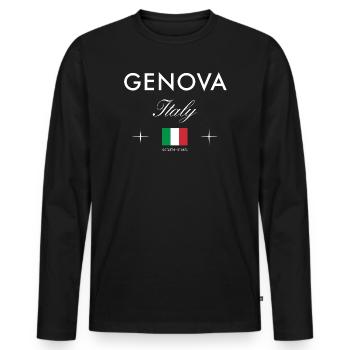 Gênes, Italie, coordonnées Souvenir de voyage - T-shirt manches longues Premium bio Homme - noir - Devant - Nico (187cm)