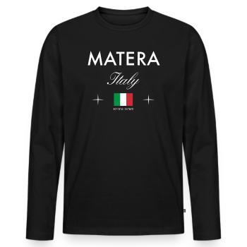 Matera Italie coordonne un souvenir de voyage - T-shirt manches longues Premium bio Homme - noir - Devant - Nico (187cm)