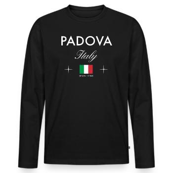 Coordonnées de Padoue Italie Souvenir de voyage - T-shirt manches longues Premium bio Homme - noir - Devant - Nico (187cm)
