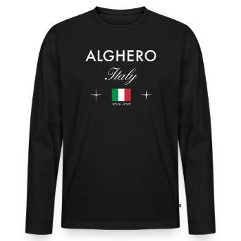 Coordonnées d’Alghero Sardaigne Souvenir de voyage - T-shirt manches longues Premium bio Homme - noir - Devant - Nico (187cm)