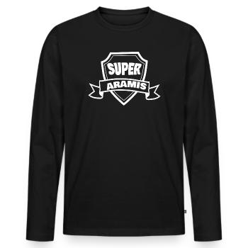 Cadeau pour Aramis - T-shirt manches longues Premium bio Homme - noir - Devant - Nico (187cm)