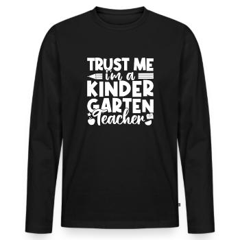 Enseignante de maternelle Crois-moi, je suis enseignante en garderie - T-shirt manches longues Premium bio Homme - noir - Devant - Nico (187cm)