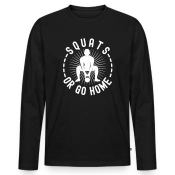 Gym Junkies Squats ou Calisthénie Retour à la Maison Fitness - T-shirt manches longues Premium bio Homme - noir - Devant - Nico (187cm)