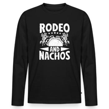 Rodeo Équitation Rodeo & Nachos Cowboy - T-shirt manches longues Premium bio Homme - noir - Devant - Nico (187cm)