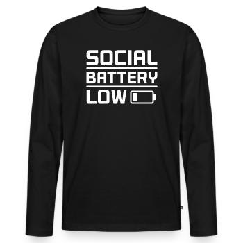 Social Battery Low Introvert Saying Shirt - Men's Premium Organic Long Sleeve Shirt - black - Front - Nico (187cm)