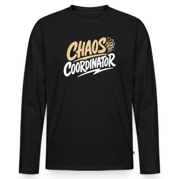 Chemise de la Coordinateur du Chaos Drôle - T-shirt manches longues Premium bio Homme - noir - Devant - Nico (187cm)