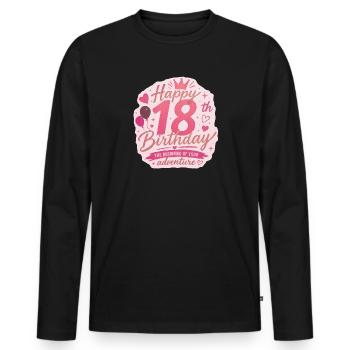 Insigne rose d’aventure pour le 18e anniversaire - T-shirt manches longues Premium bio Homme - noir - Devant - Nico (187cm)
