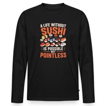 Sushi Japonais Cadeau de Sushi - T-shirt manches longues Premium bio Homme - noir - Devant - Nico (187cm)
