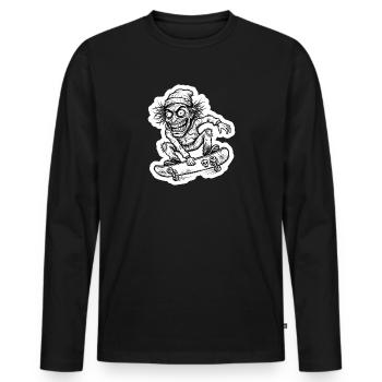 Croquis de skateur fou - Art urbain - T-shirt manches longues Premium bio Homme - noir - Devant - Nico (187cm)