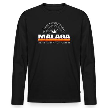 Malaga - T-shirt manches longues Premium bio Homme - noir - Devant - Nico (187cm)