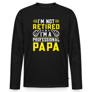 Je ne suis pas à la retraite, je suis un papa, grand-père professionnel - T-shirt manches longues Premium bio Homme - noir - Devant - Nico (187cm)